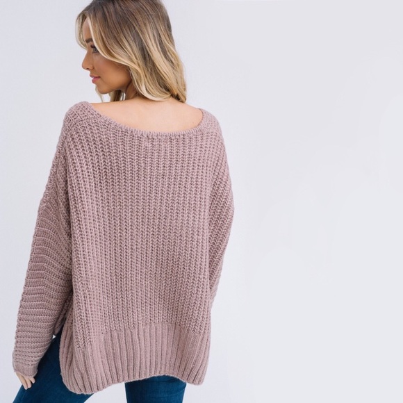 SALE! Mocha Oversized Loose Knit Sweater - Picture 7 of 8